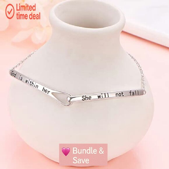 Sterling Silver Adjustable Infinity Bracelet Engraved Inspirational Gift - Picture 3 of 8